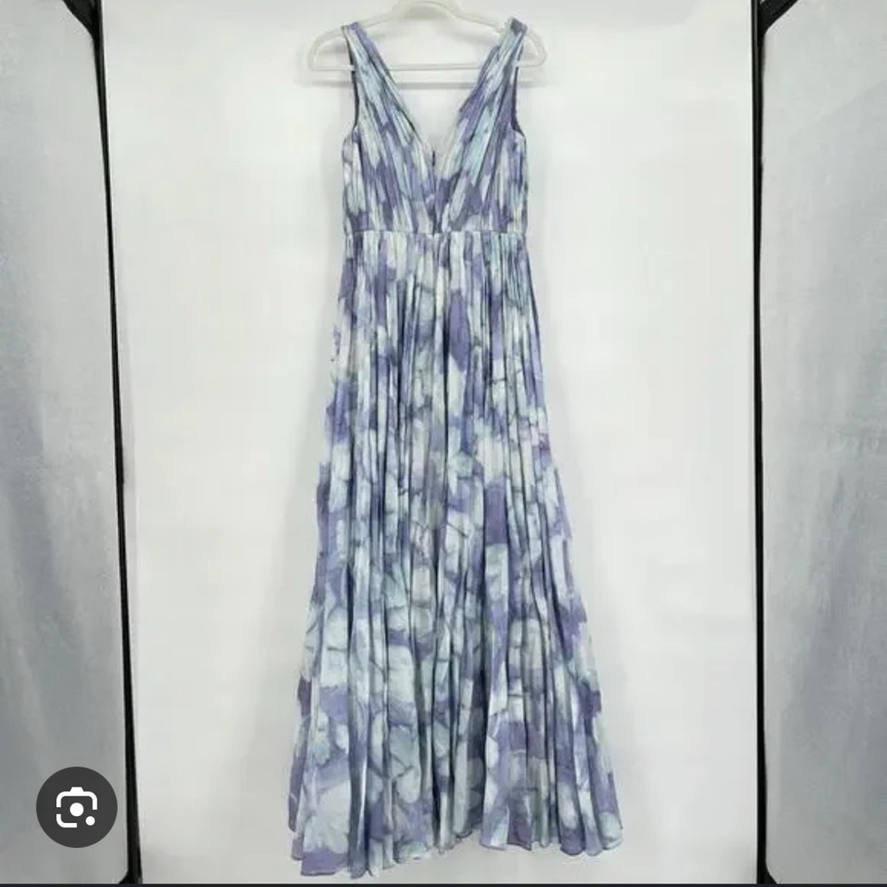 Vera Wang Chic Floral Maxi Dress in Lavender and Sky Blue